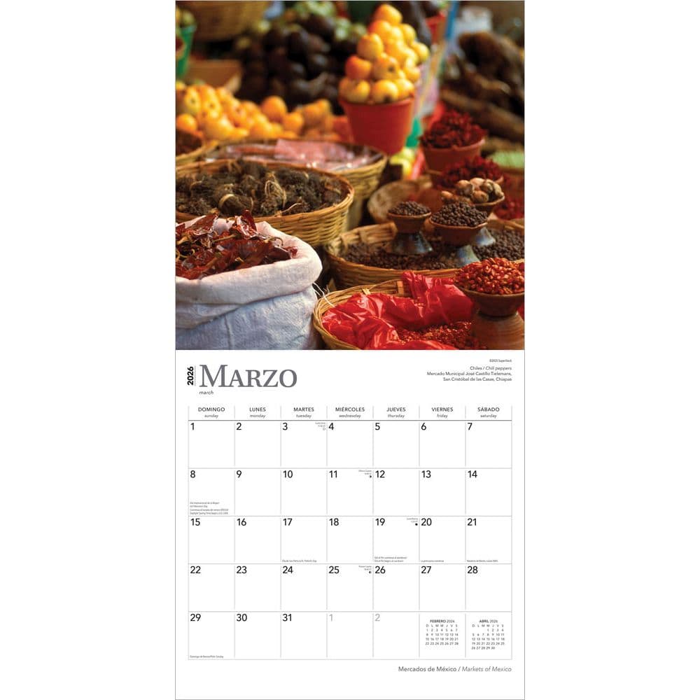 Mercados de Mexico Spanish 2026 Wall Calendar Second Alternate Image