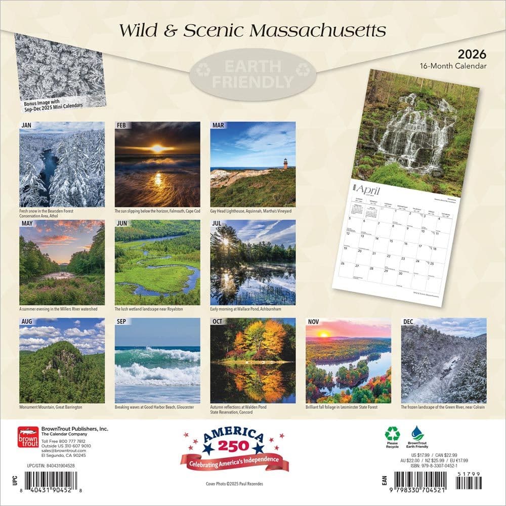 Massachusetts Wild and Scenic 2026 Wall Calendar First Alternate Image