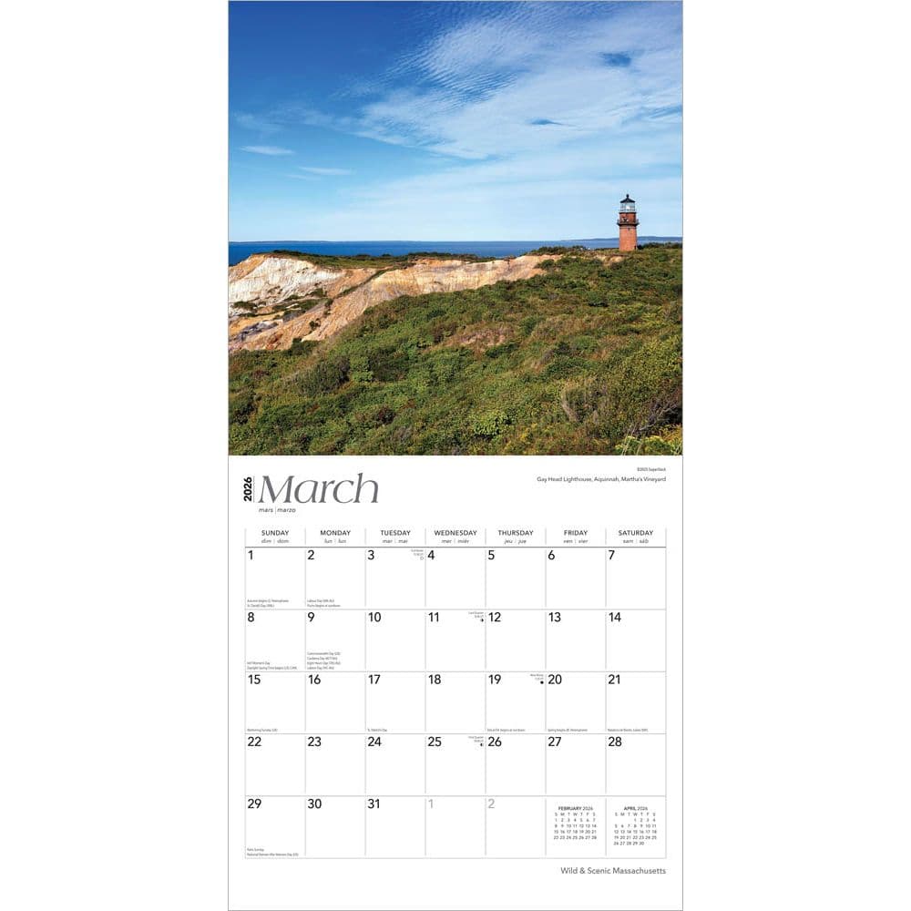 Massachusetts Wild and Scenic 2026 Wall Calendar Second Alternate Image