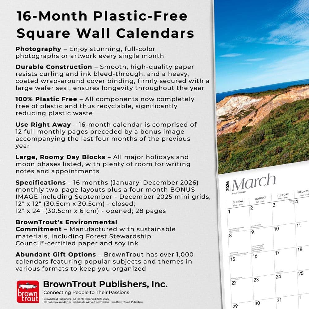 Massachusetts Wild and Scenic 2026 Wall Calendar Fifth Alternate Image