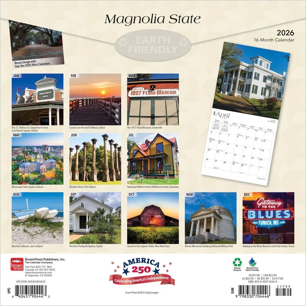 Magnolia State Mississippi 2026 Wall Calendar First Alternate Image