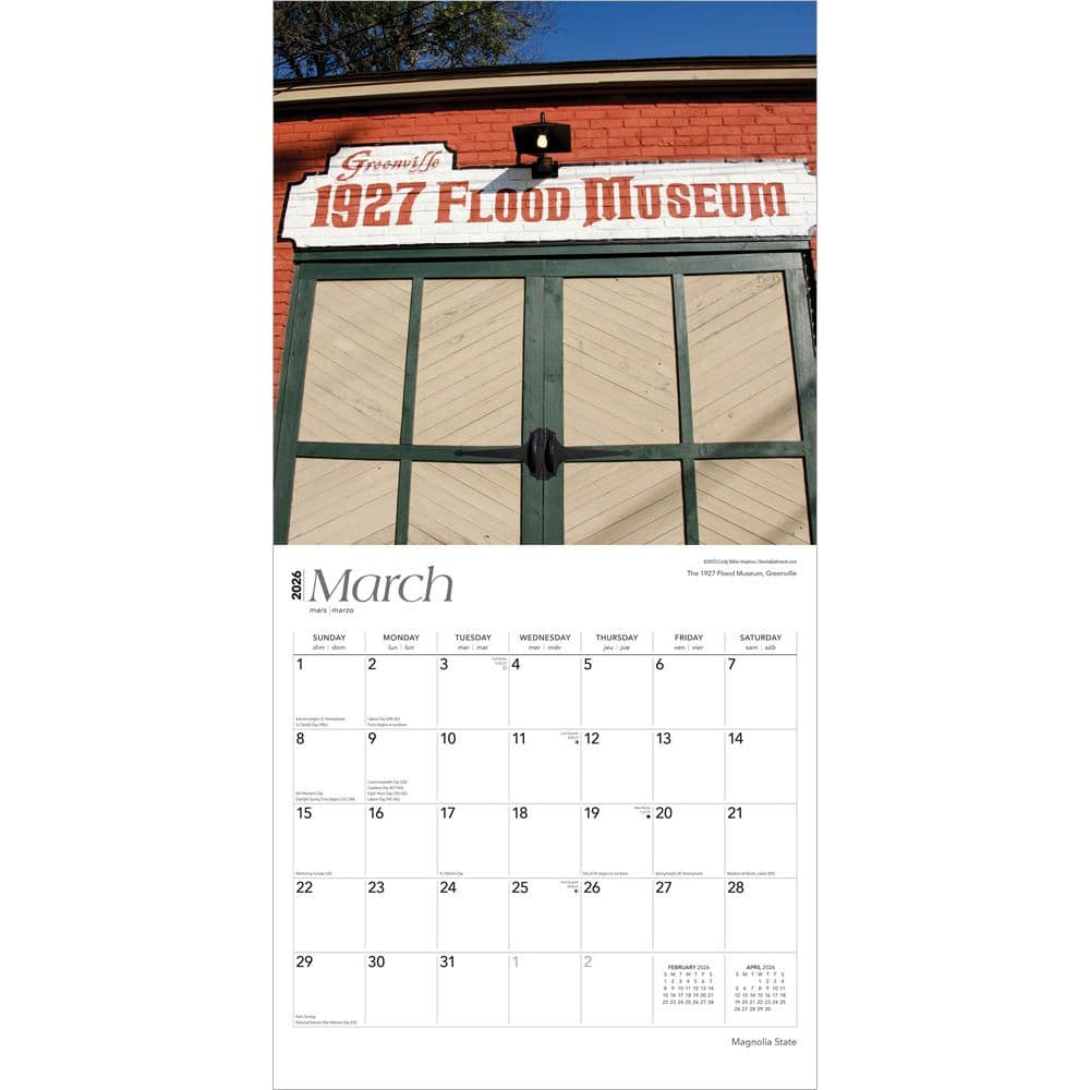 Magnolia State Mississippi 2026 Wall Calendar Second Alternate Image