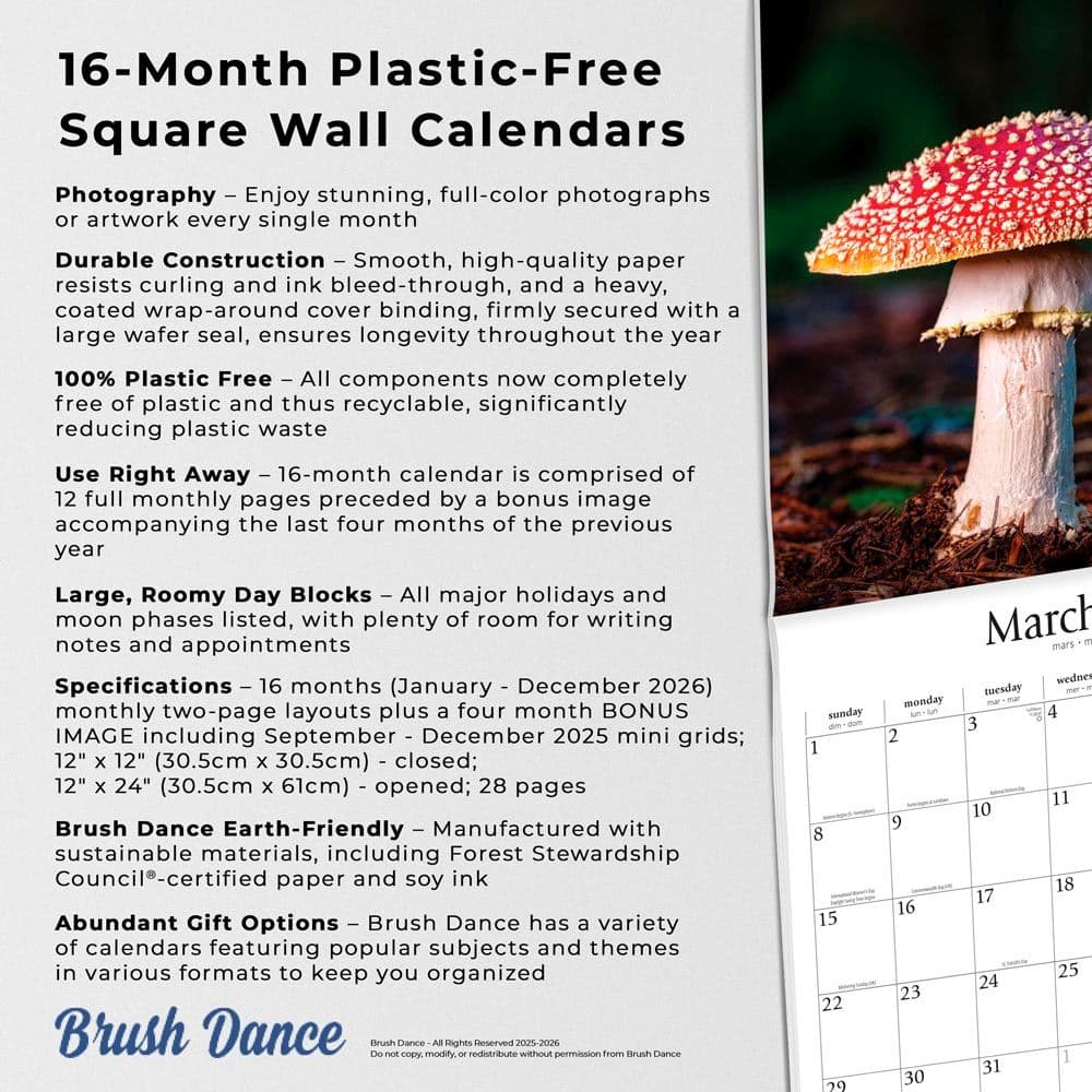 Magic Mushrooms 2026 Wall Calendar Fifth Alternate Image