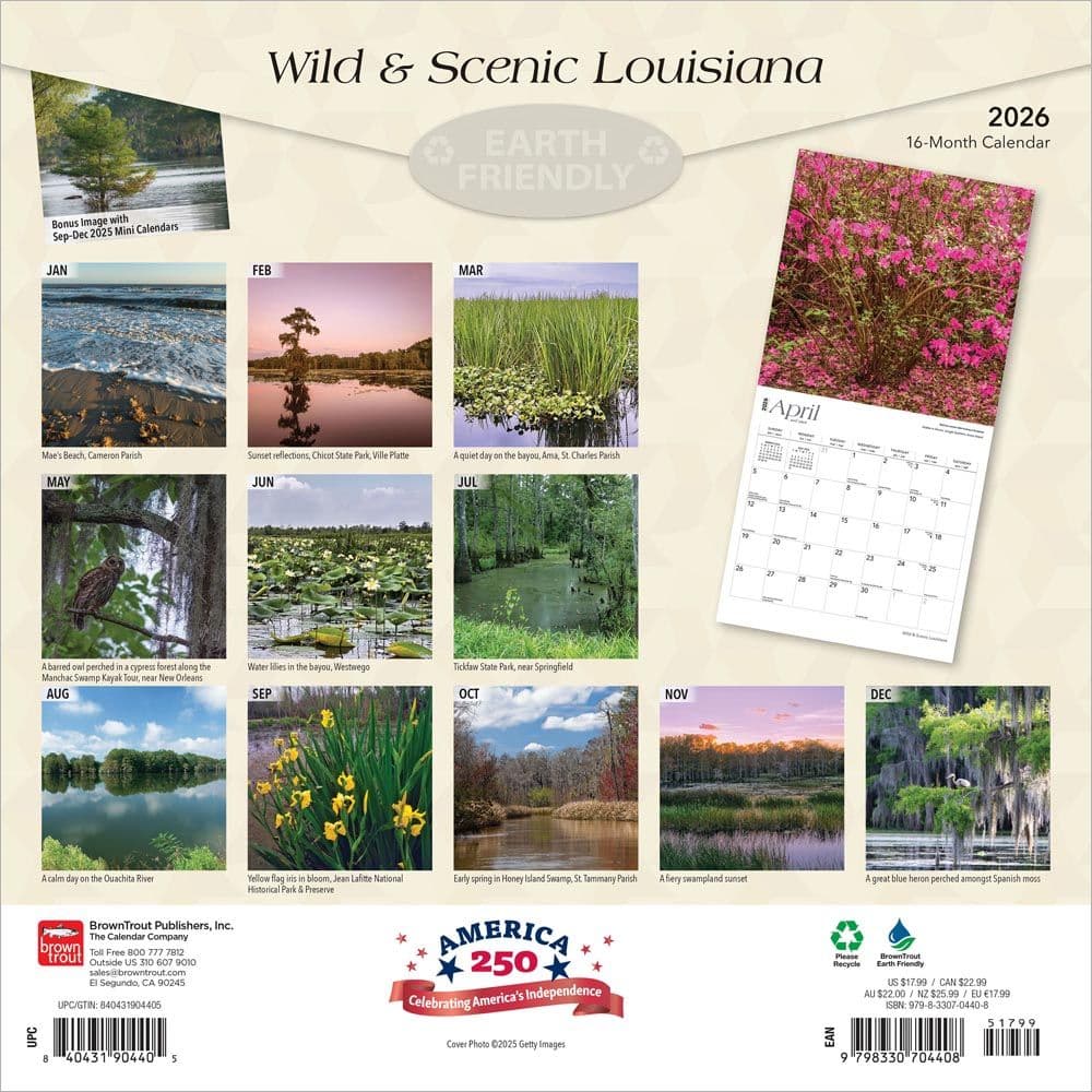 Louisiana 2026 Wild and Scenic 2026 Wall Calendar First Alternate Image