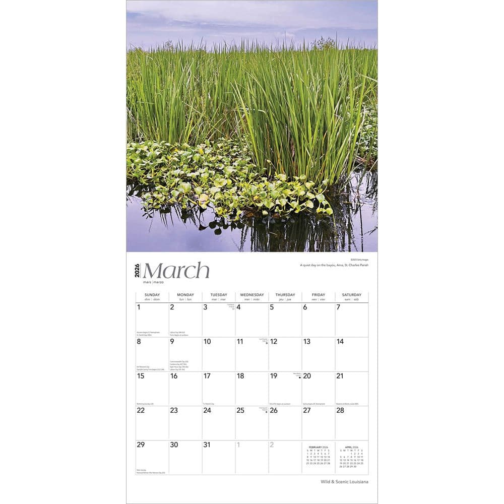 Louisiana 2026 Wild and Scenic 2026 Wall Calendar Second Alternate Image