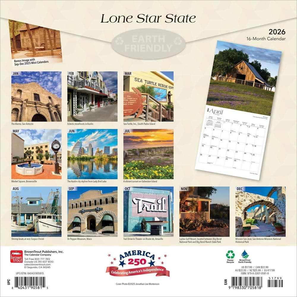 Texas Places 2026 Wall Calendar First Alternate Image