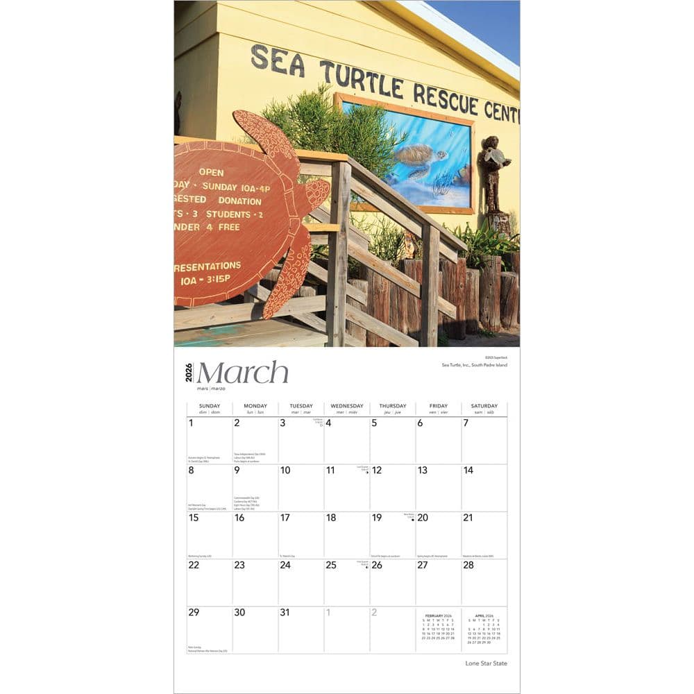 Texas Places 2026 Wall Calendar Second Alternate Image