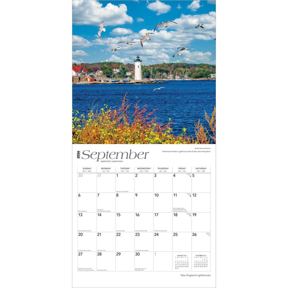 New England Lighthouses 2026 Wall Calendar Third Alternate Image