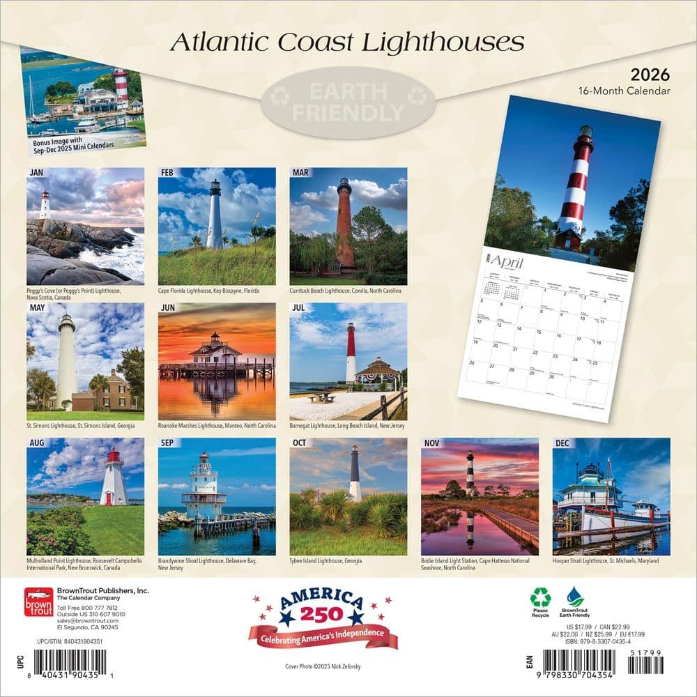 Lighthouses Atlantic Coast 2026 Wall Calendar First Alternate Image