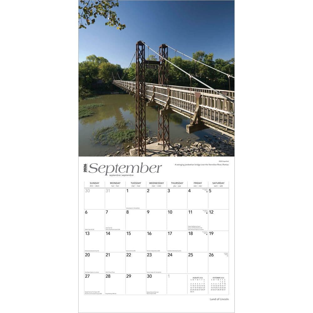 Land of Lincoln Illinois 2026 Wall Calendar Third Alternate Image