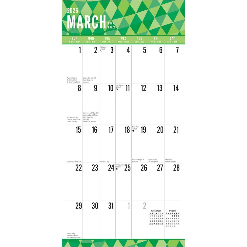 Jumbo Grid Large Print Plato 2026 Wall Calendar