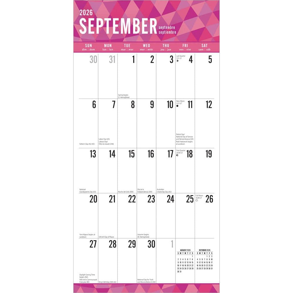 Jumbo Grid Large Print Plato 2026 Wall Calendar