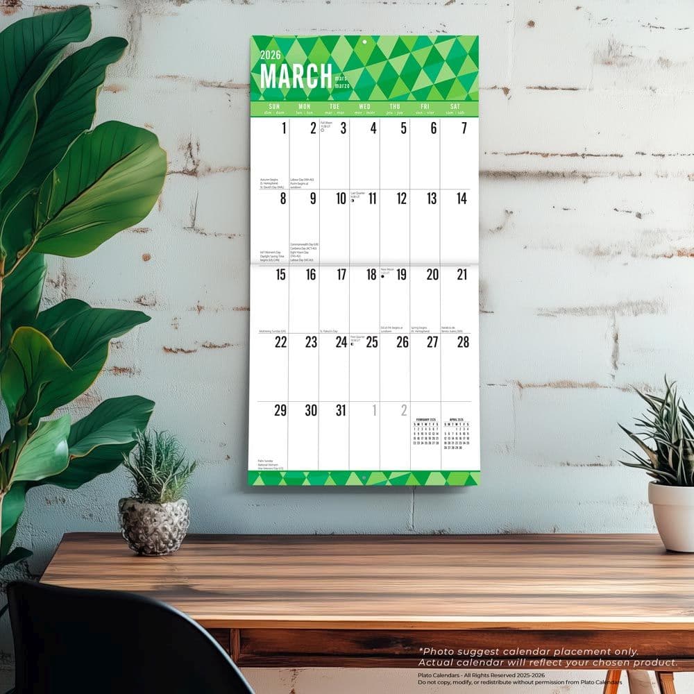 Jumbo Grid Large Print Plato 2026 Wall Calendar