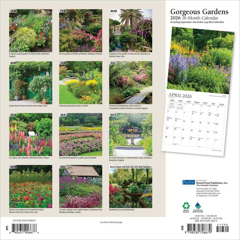 Gorgeous Gardens Plato 2026 Wall Calendar First Alternate Image