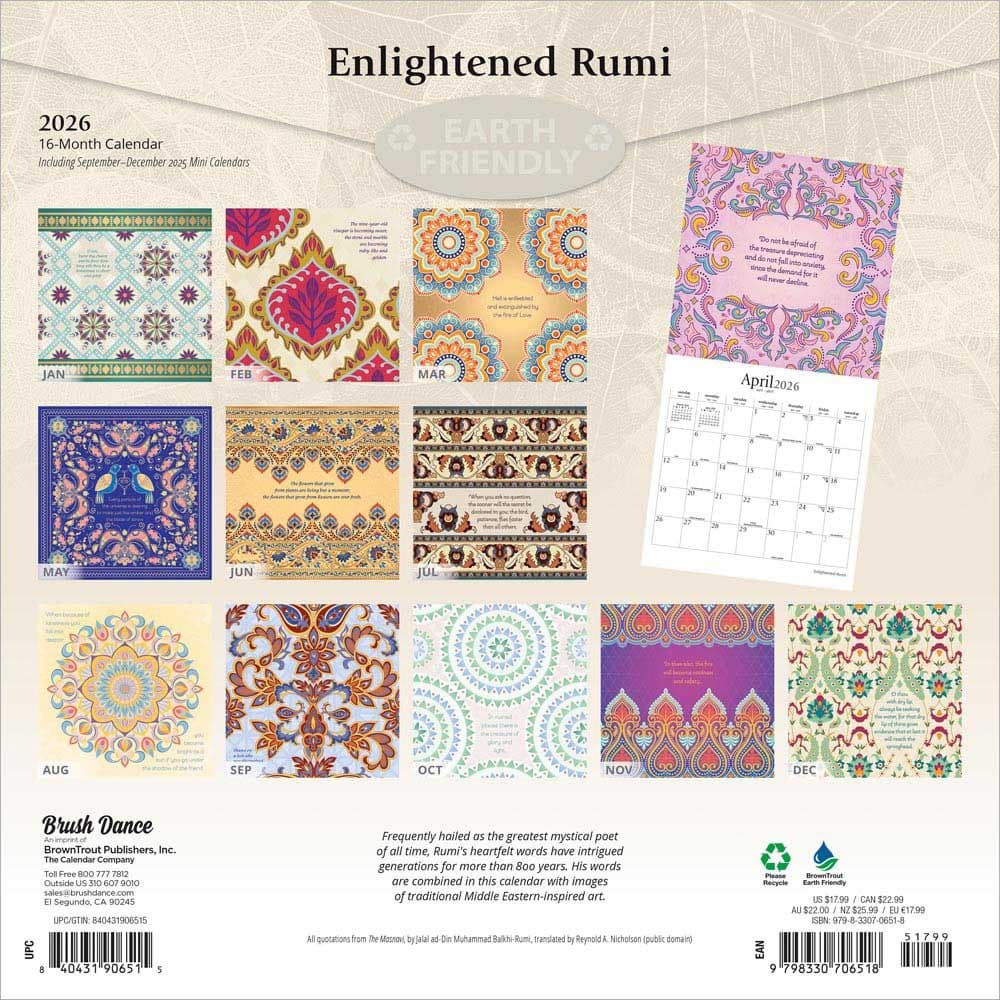 Enlightened Rumi 2026 Wall Calendar First Alternate Image