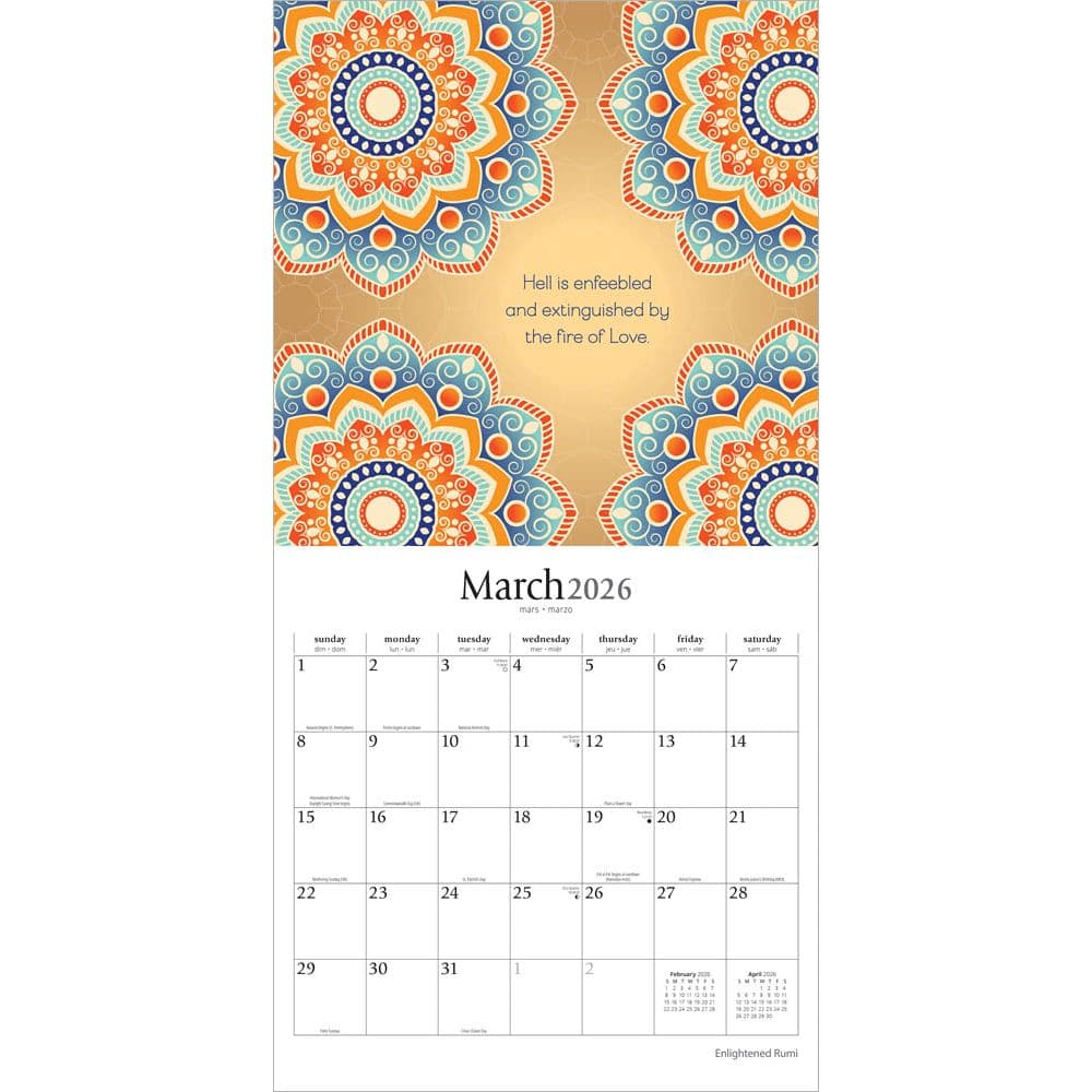 Enlightened Rumi 2026 Wall Calendar Second Alternate Image