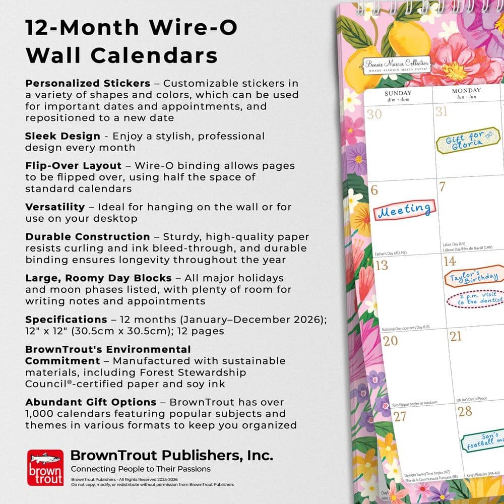 Bonnie Marcus Office Spiral 2026 Wall Calendar Fifth Alternate Image