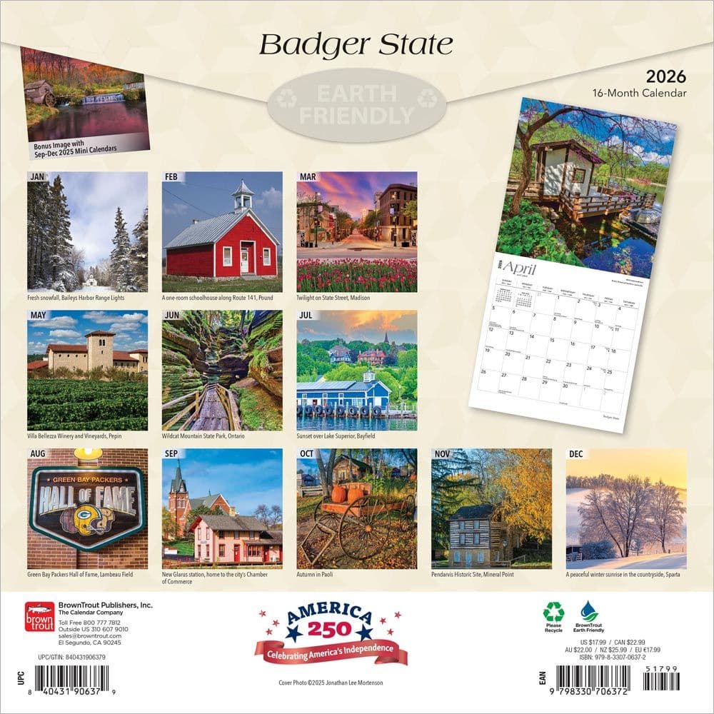 Wisconsin Places 2026 Wall Calendar First Alternate Image