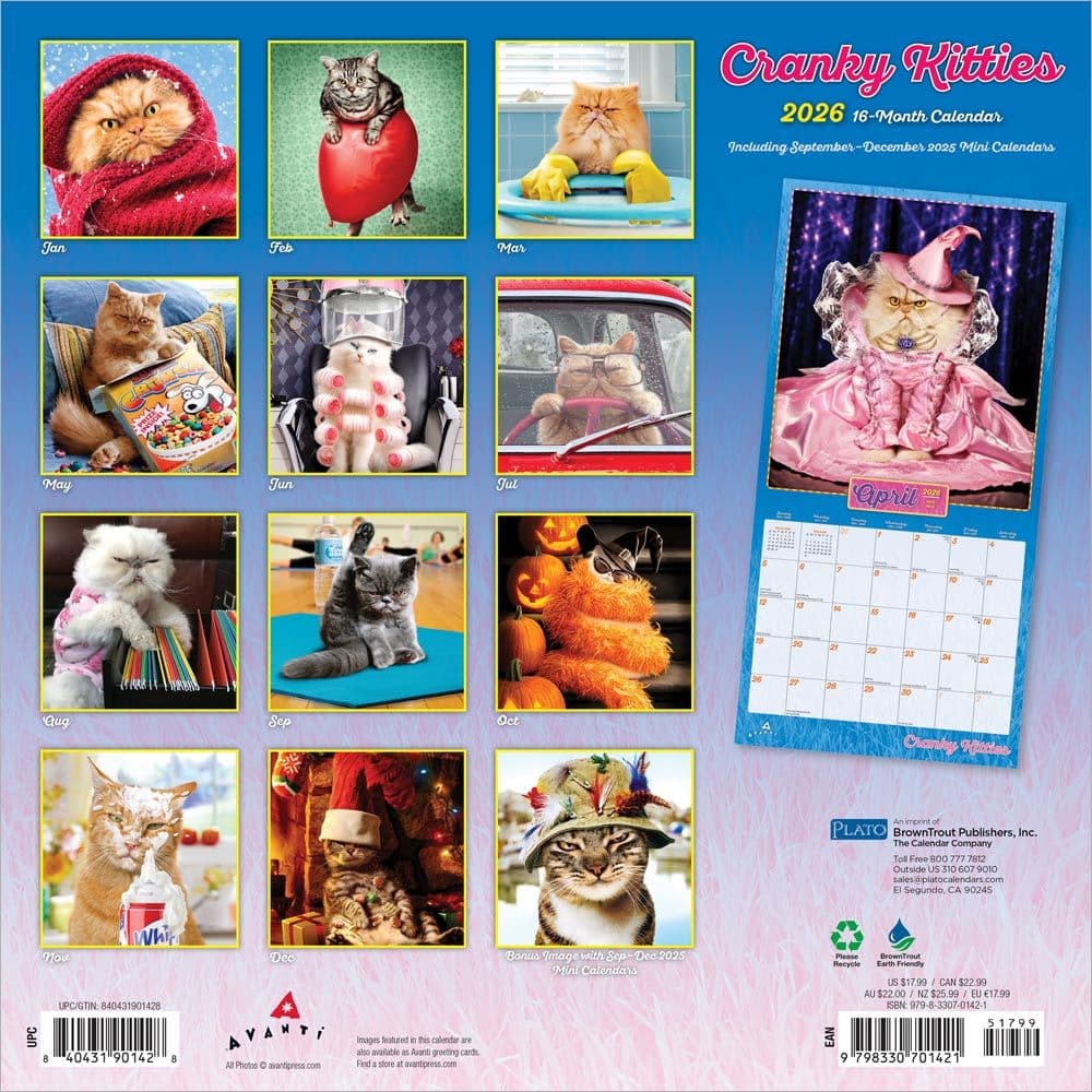 Avanti Cranky Kitties Plato 2026 Wall Calendar First Alternate Image