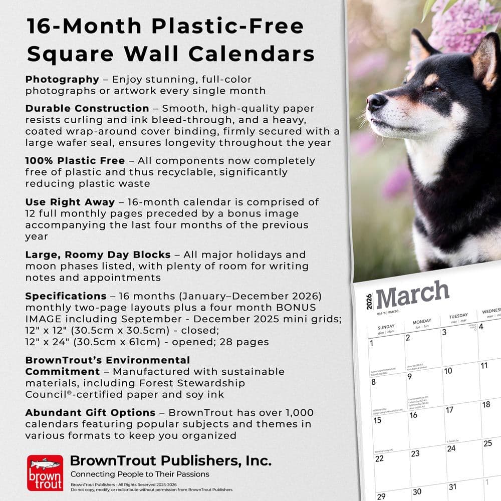 Shiba Inu 2026 Wall Calendar Fifth Alternate Image