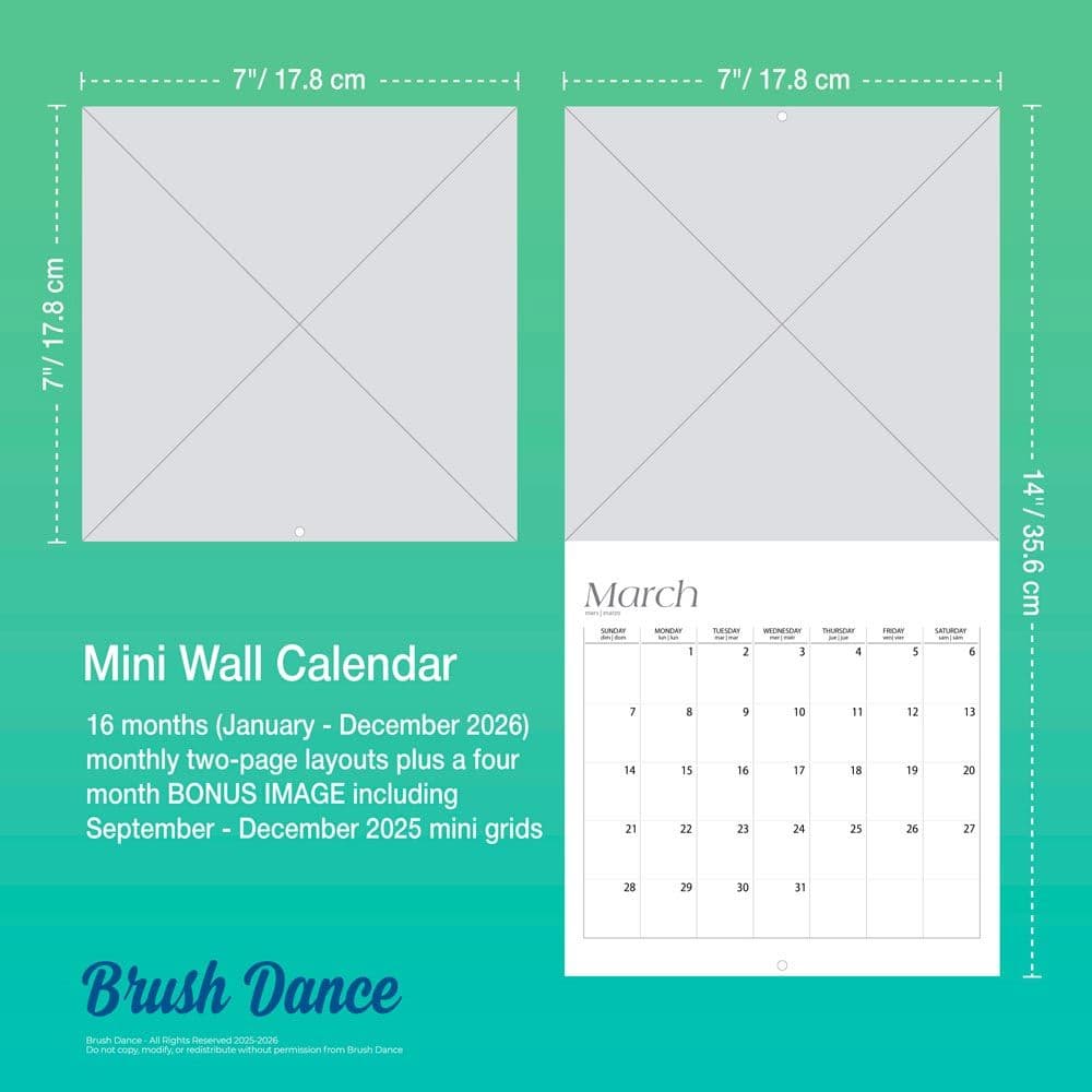Tranquility Brush Dance 2026 Mini Wall Calendar Sixth Alternate Image