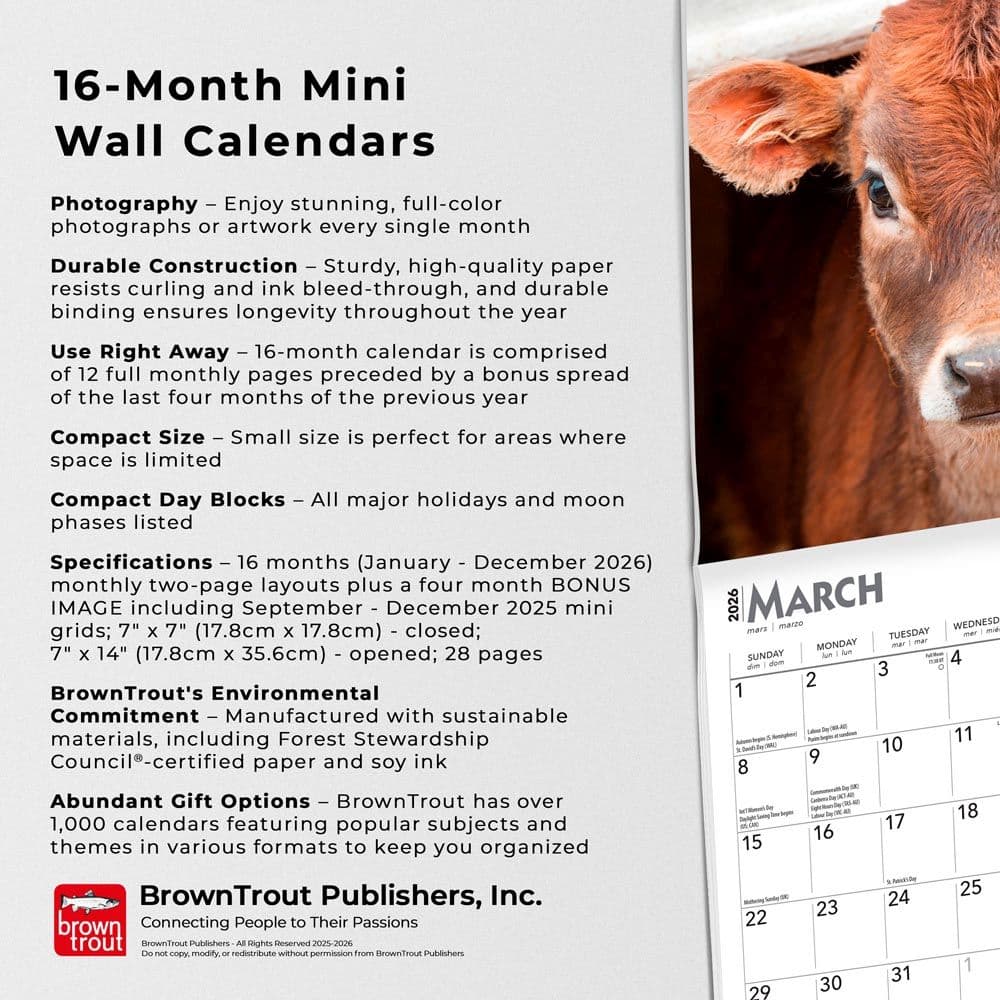 Baby Moo Moos 2026 Mini Wall Calendar Fifth Alternate Image
