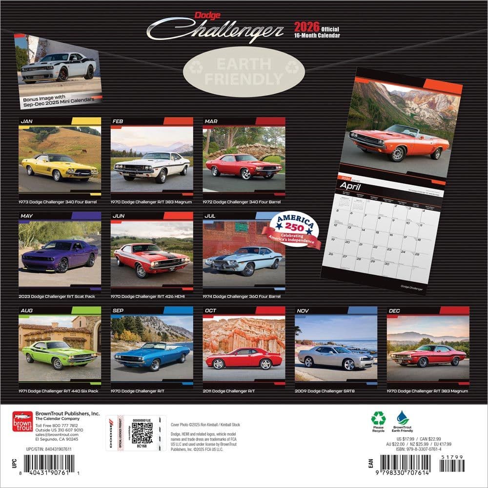 Dodge Challenger 2026 Wall Calendar - Calendars.com