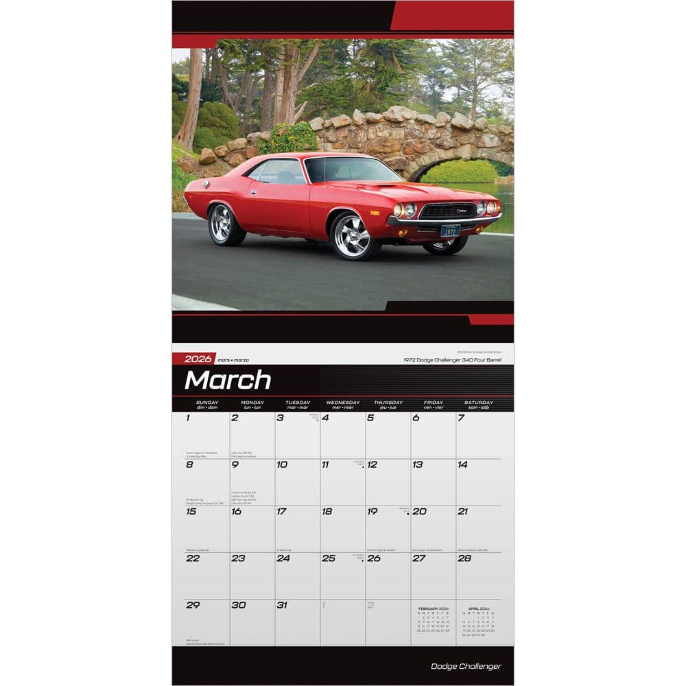 Dodge Challenger 2026 Wall Calendar - Calendars.com