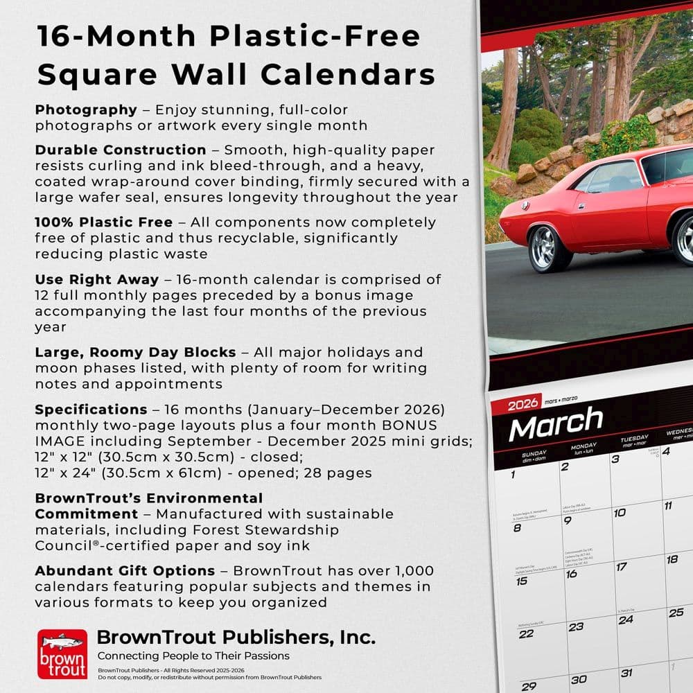 Dodge Challenger 2026 Wall Calendar - Calendars.com