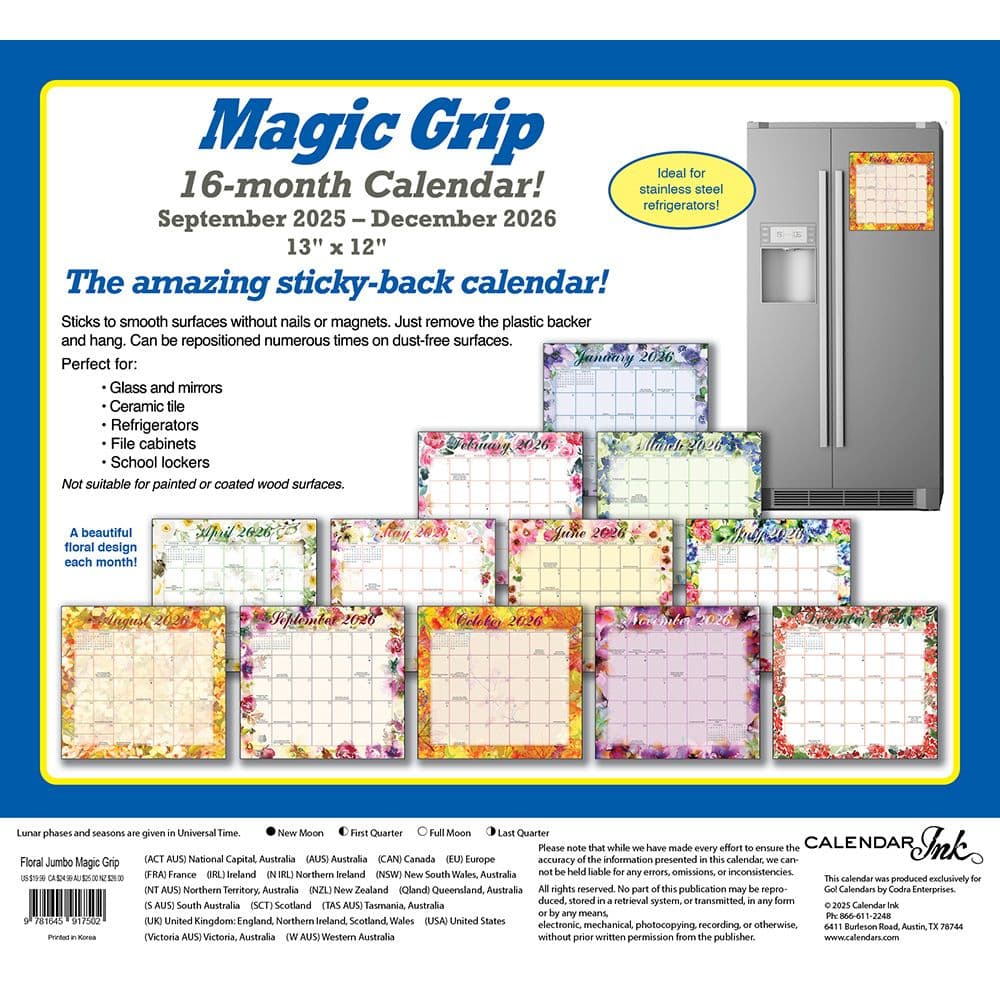 Floral Jumbo 2026 Magic Grip Wall Calendar First Alternate Image
