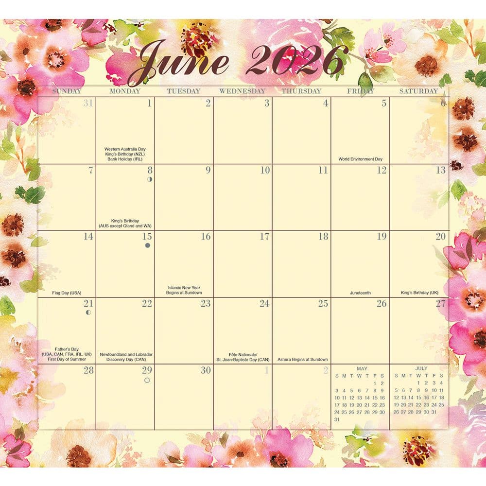 Floral Jumbo 2026 Magic Grip Wall Calendar Fourth Alternate Image