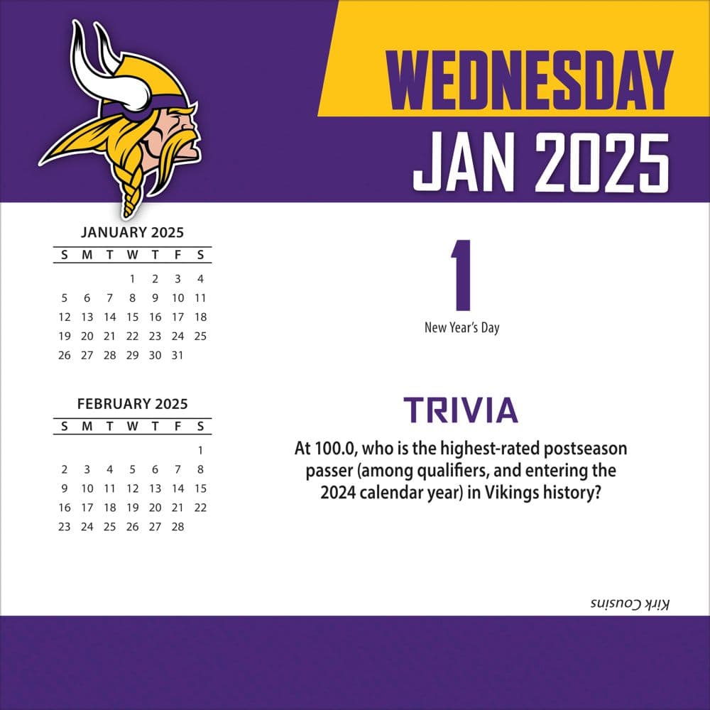 NFL Minnesota Vikings 2025 Desk Calendar Second Alternate Image width=&quot;1000&quot; height=&quot;1000&quot;