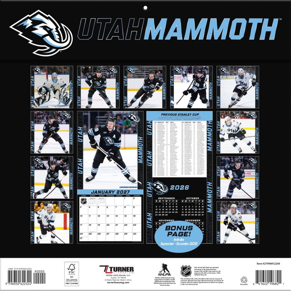 NHL Utah Mammoth 2027 Wall Calendar First Alternate Image
