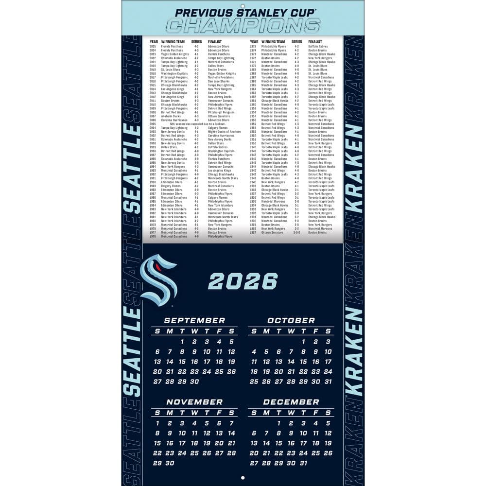 NHL Seattle Kraken 2027 Wall Calendar Second Alternate Image