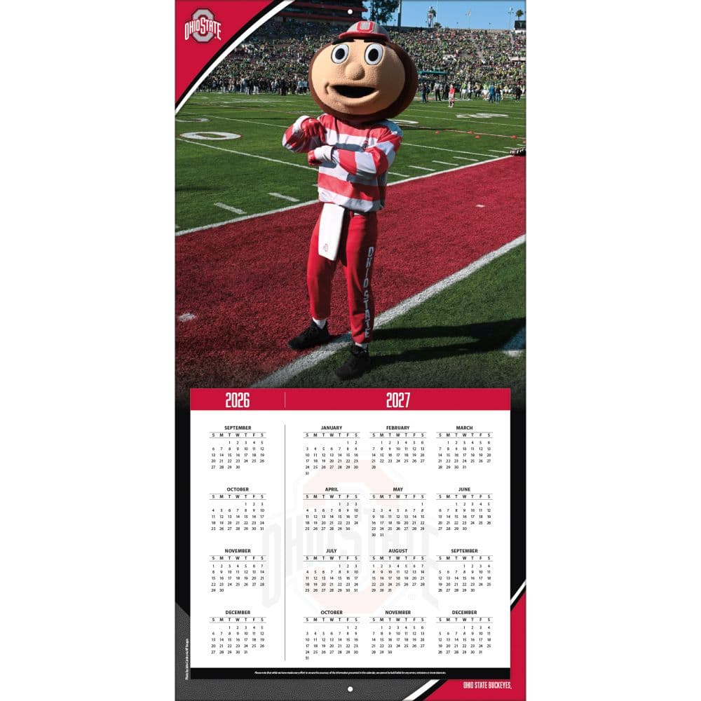 Ohio State Buckeyes 2027 Wall Calendar Second Alternate Image