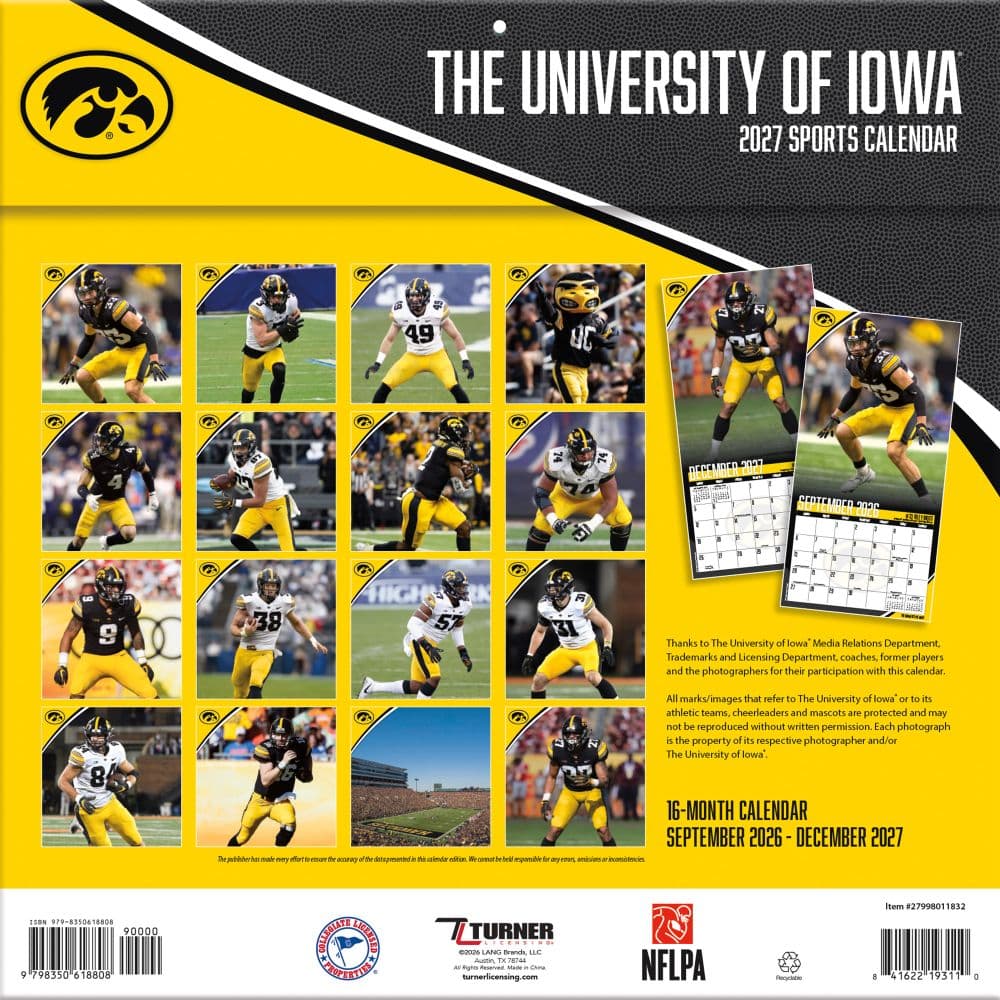 Iowa Hawkeyes 2027 Wall Calendar First Alternate Image