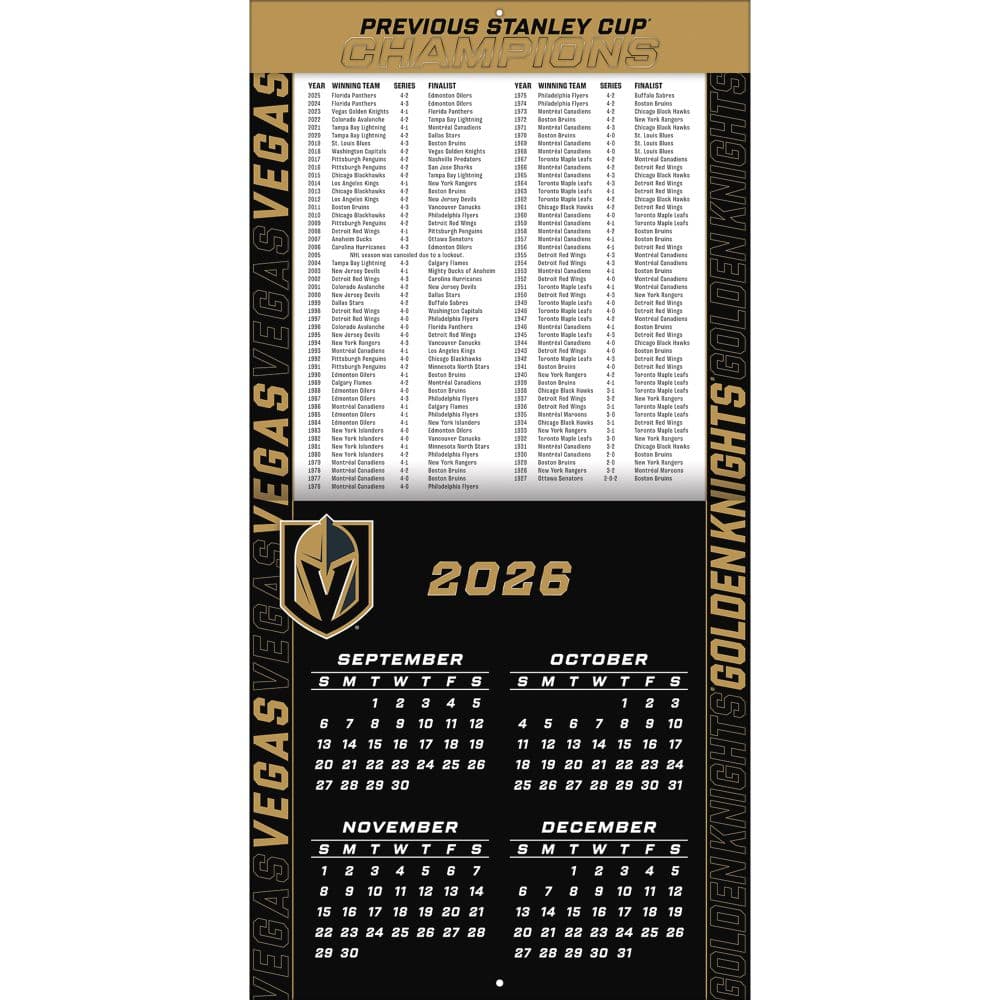 NHL Vegas Golden Knights 2027 Wall Calendar Second Alternate Image
