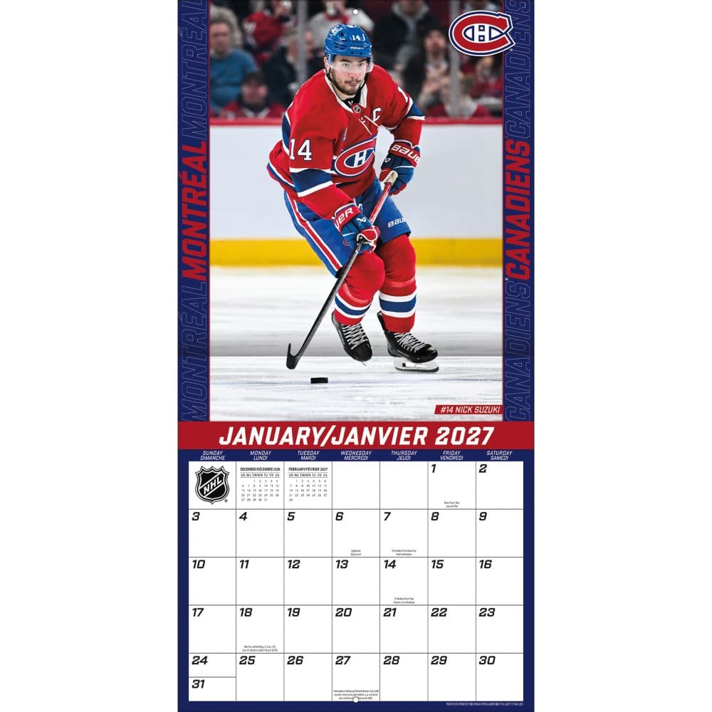NHL Montreal Canadiens Bilingual 2027 Wall Calendar Third Alternate Image