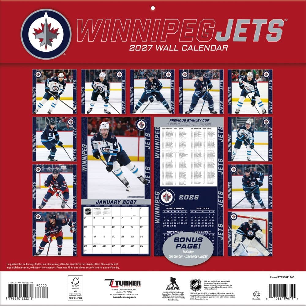 NHL Winnipeg Jets 2027 Wall Calendar First Alternate Image