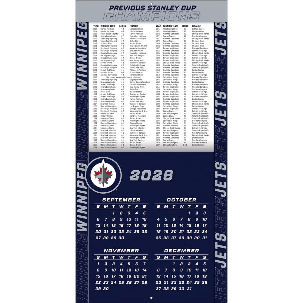 NHL Winnipeg Jets 2027 Wall Calendar Second Alternate Image