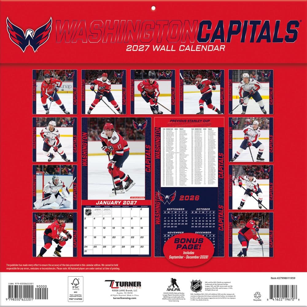 NHL Washington Capitals 2027 Wall Calendar First Alternate Image
