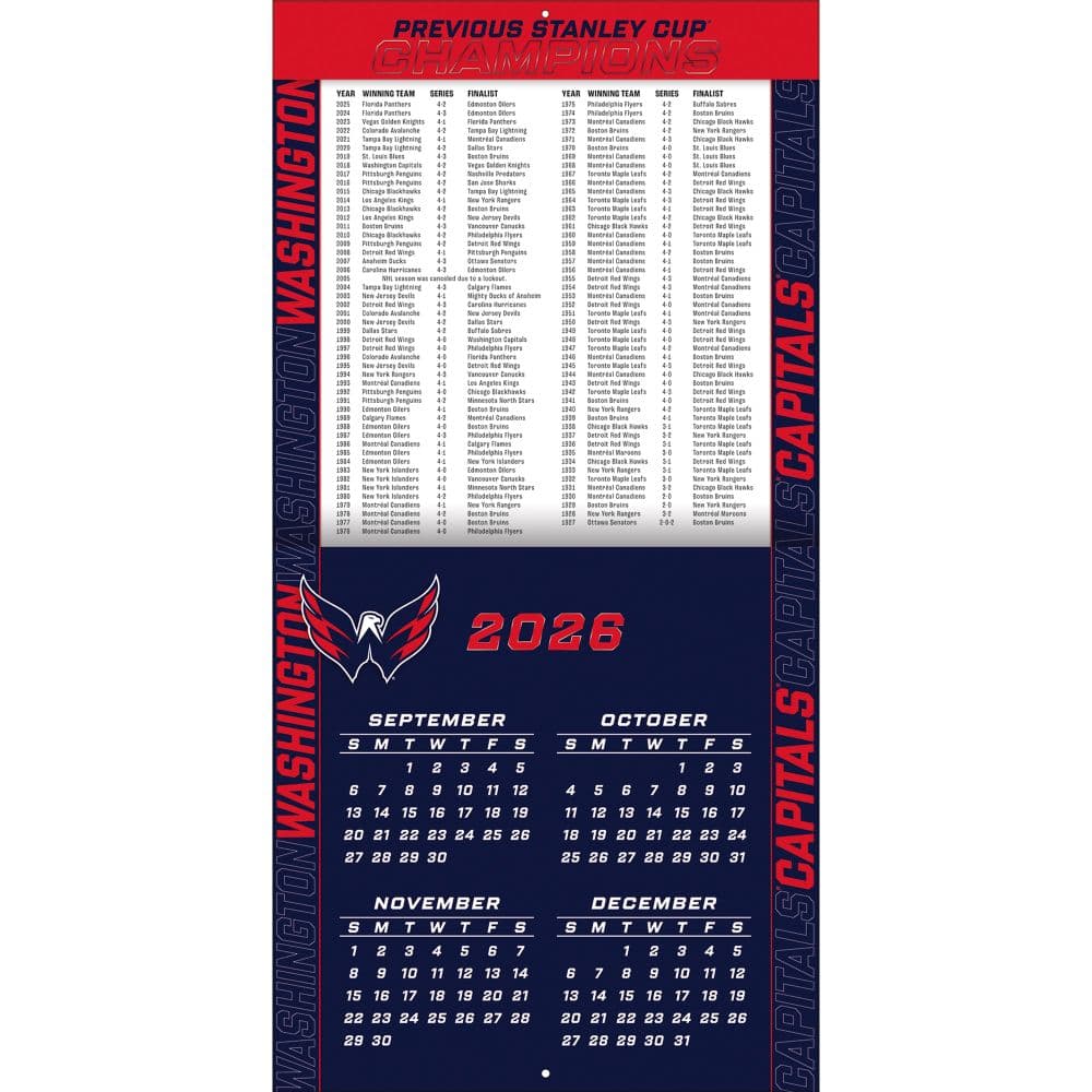NHL Washington Capitals 2027 Wall Calendar Second Alternate Image