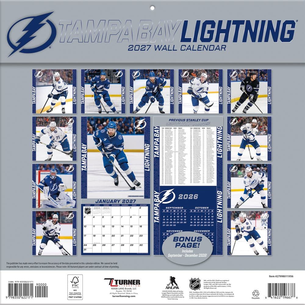 NHL Tampa Bay Lightning 2027 Wall Calendar First Alternate Image