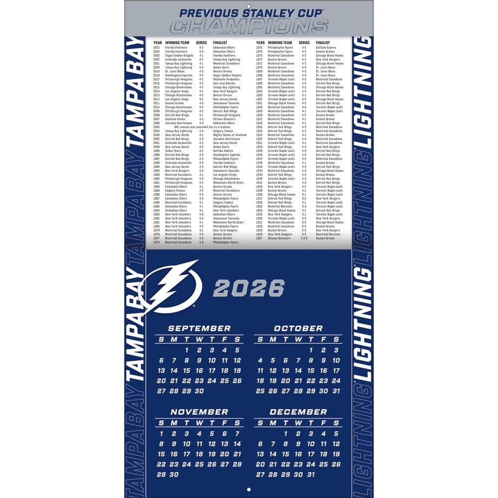 NHL Tampa Bay Lightning 2027 Wall Calendar Second Alternate Image