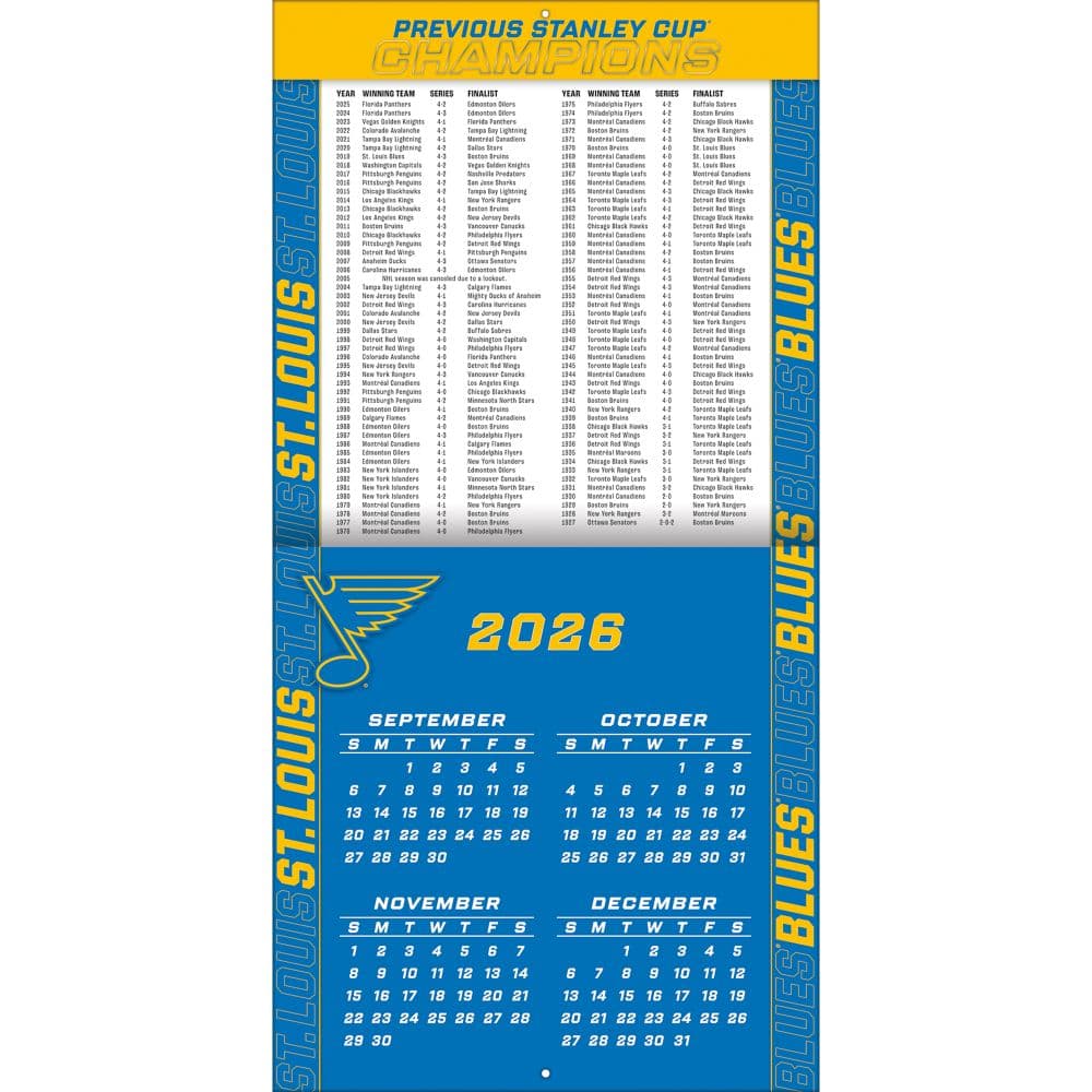 NHL St Louis Blues 2027 Wall Calendar Second Alternate Image