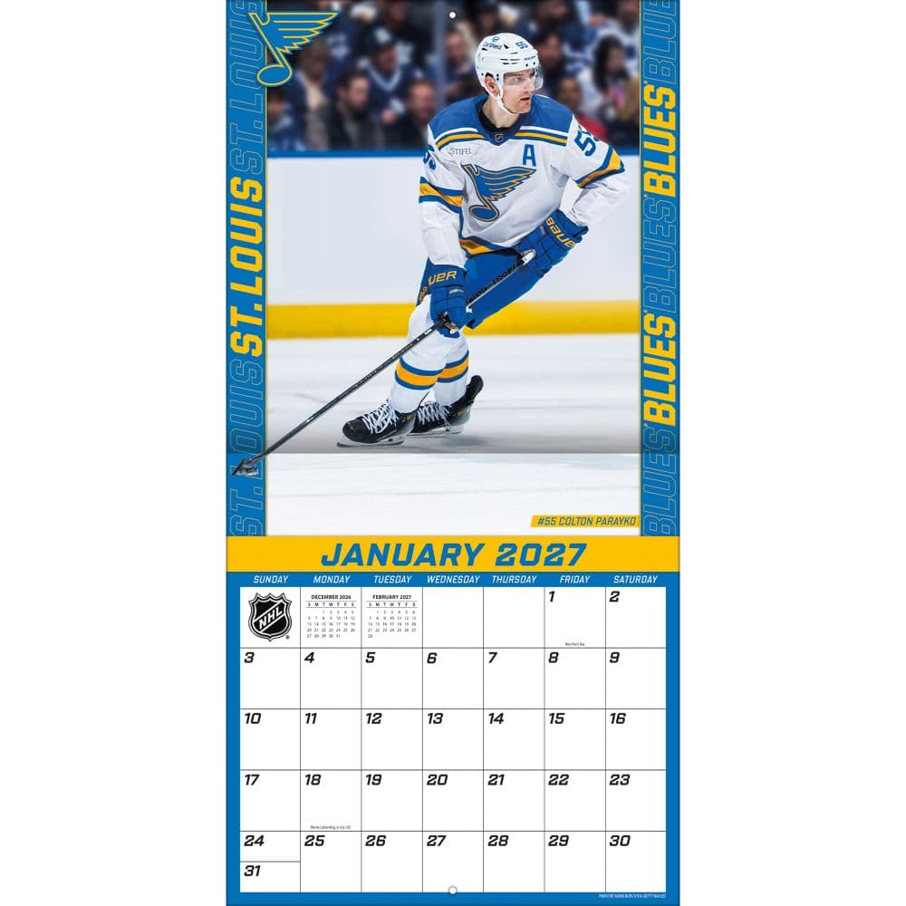 NHL St Louis Blues 2027 Wall Calendar Third Alternate Image