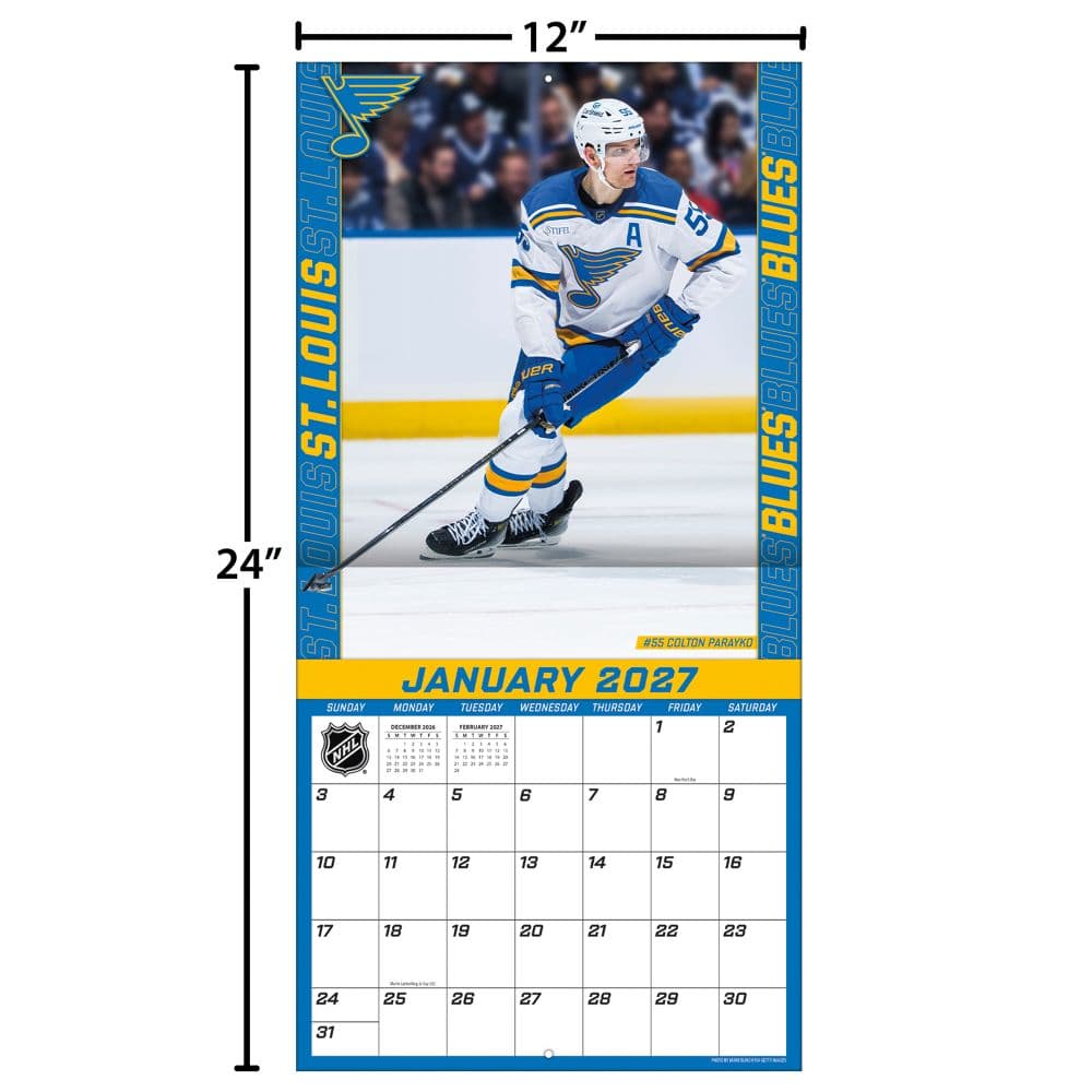NHL St Louis Blues 2027 Wall Calendar Fourth Alternate Image