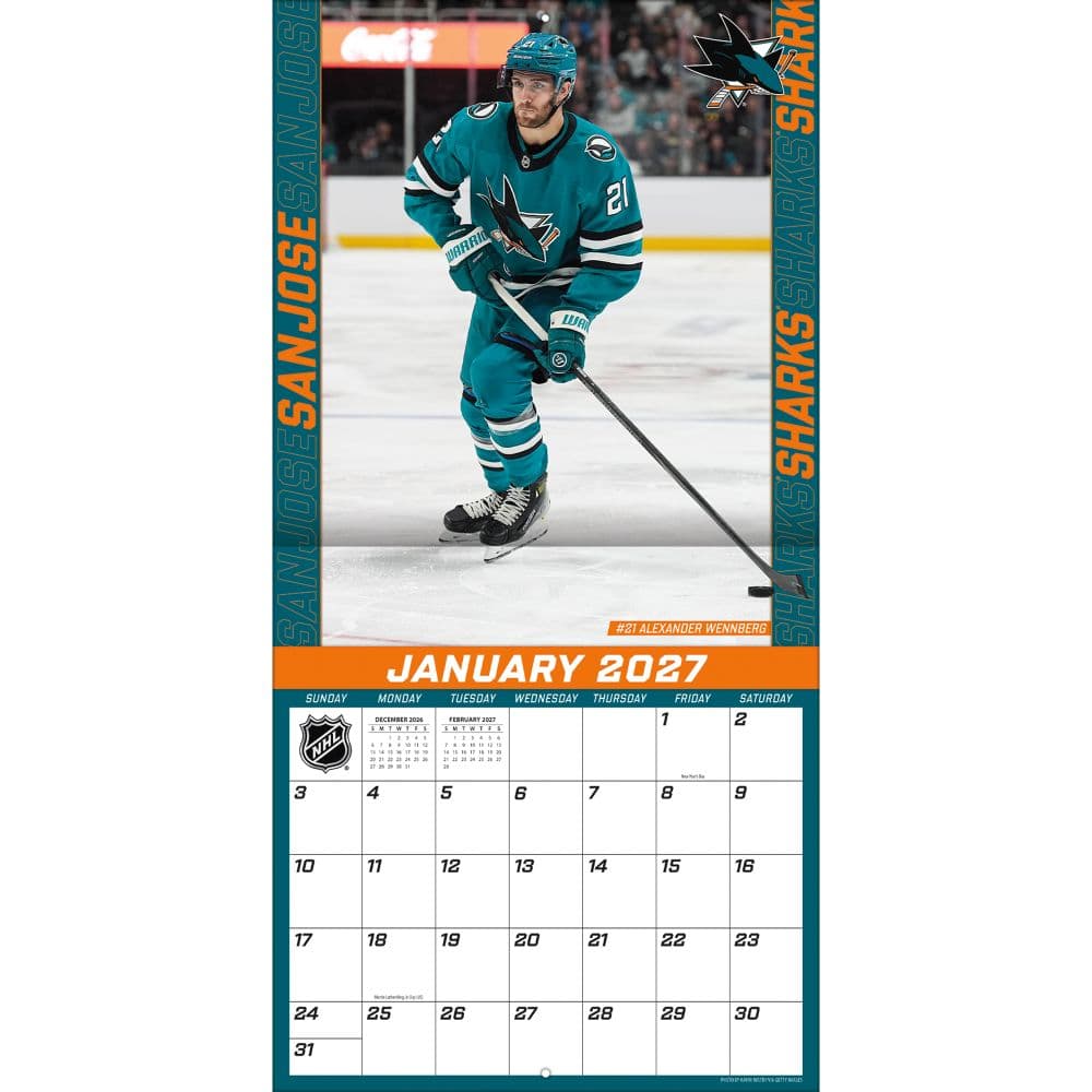 NHL San Jose Sharks 2027 Wall Calendar Third Alternate Image