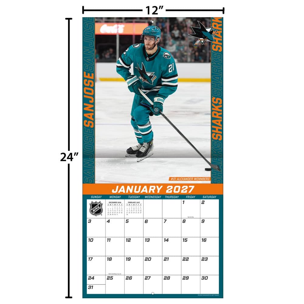 NHL San Jose Sharks 2027 Wall Calendar Fourth Alternate Image