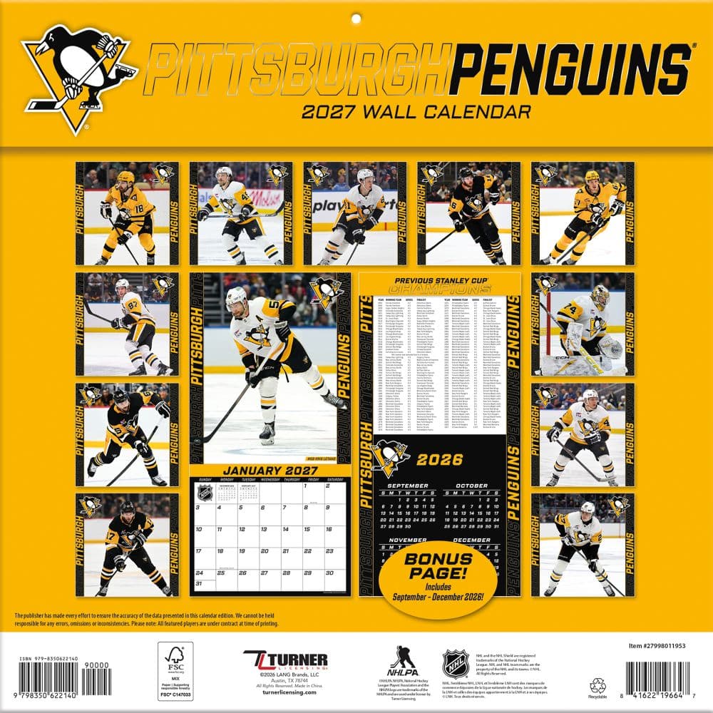 NHL Pittsburgh Penguins 2027 Wall Calendar First Alternate Image